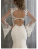 High Neck Ivory Lace Dotted Tulle Wedding Dress